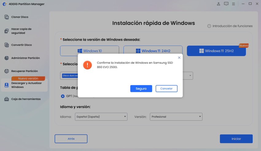 haga clic en seguro para continuar con la instalación