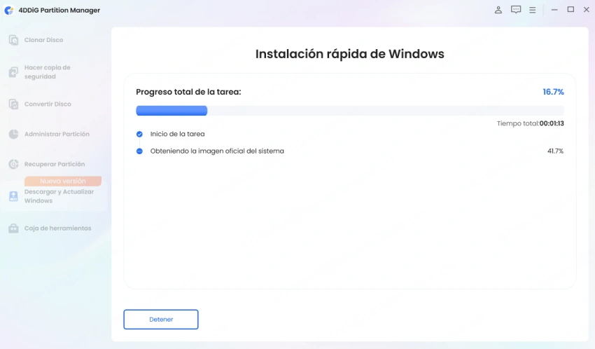 Inicio de instalación de Windows