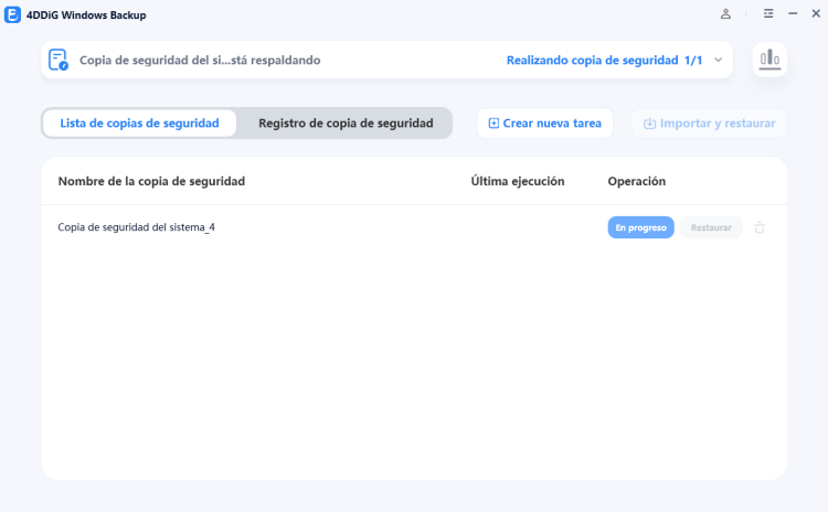 restaurar el sistema Windows a partir de una copia de seguridad