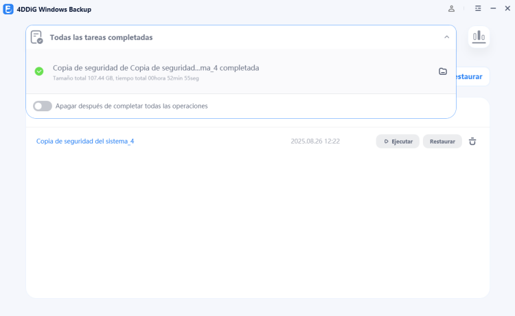 Respaldo de PC completado correctamente