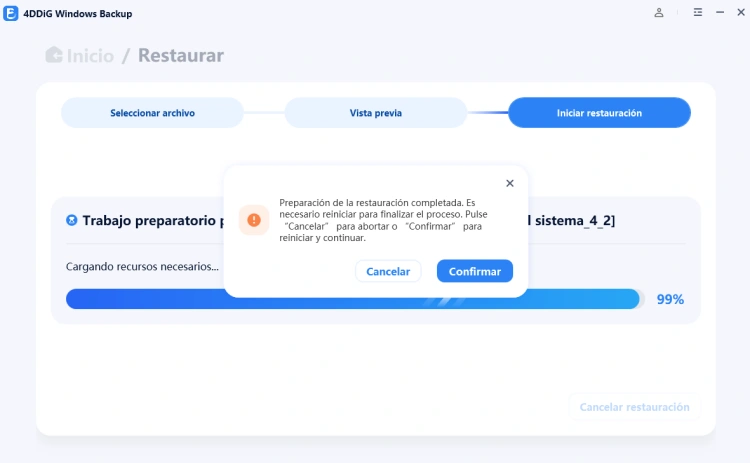 reiniciar para restaurar sistema