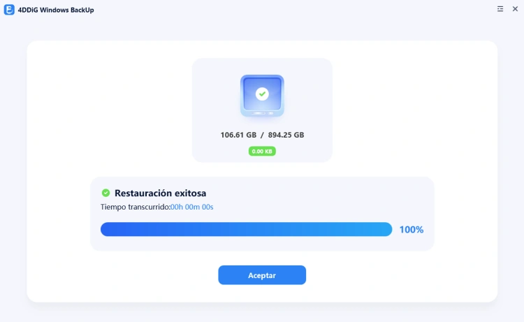 restauración del sistema exitosa
