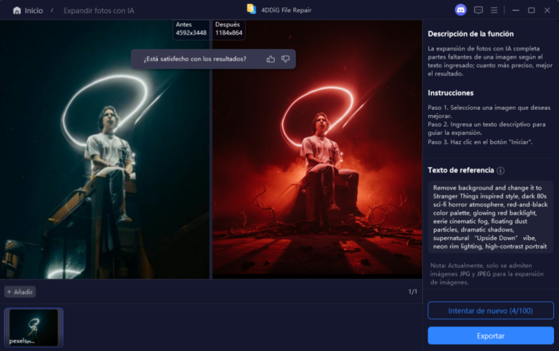 verificar y guardar imagen con filtro de Stranger Things