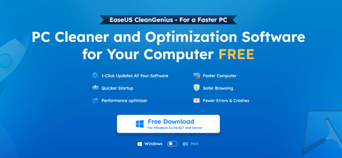 Sitio oficial de EaseUS CleanGenius