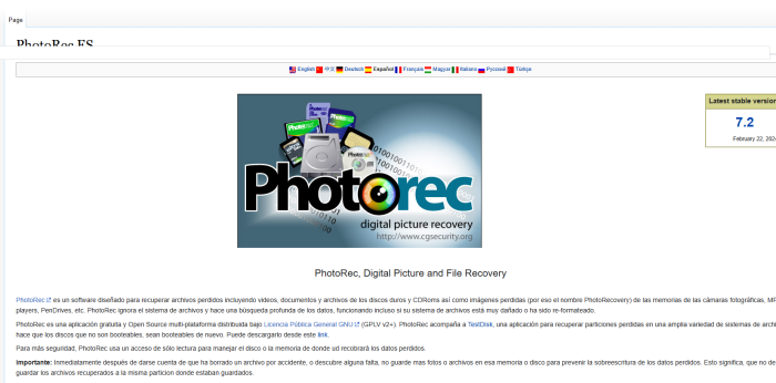Recuperación de datos con PhotoRec