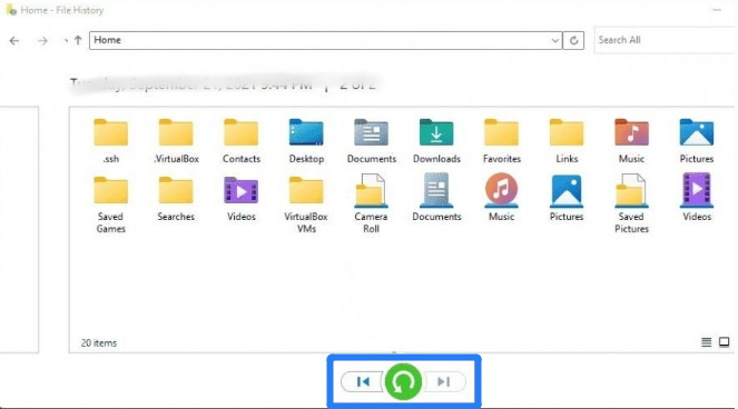 Restaurar archivos desde Historial de archivos