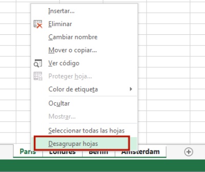 desagrupar hojas antes de filtrar datos