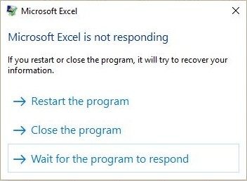 microsoft excel no responde