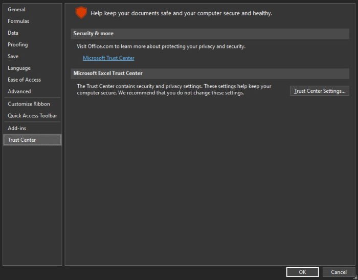Configuraciones del Centro de Confianza