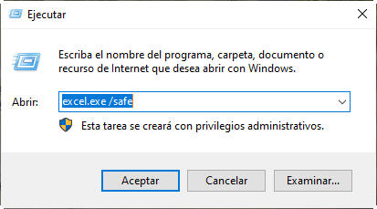Reparar Excel no puede abrir el archivo abriendo el modo seguro