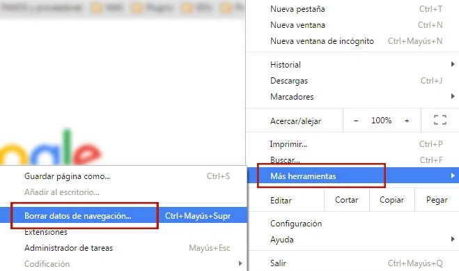 borrar datos de navegacion en google