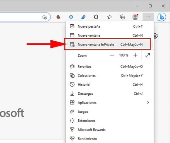 nueva ventana inprivate google