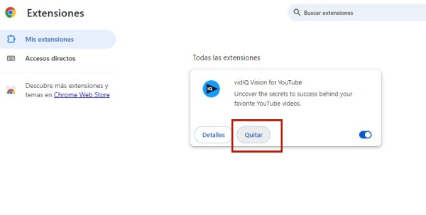 quitar extensiones en google