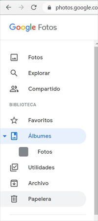 Recuperar fotos borradas desde la papelera en Google Fotos Paso 2