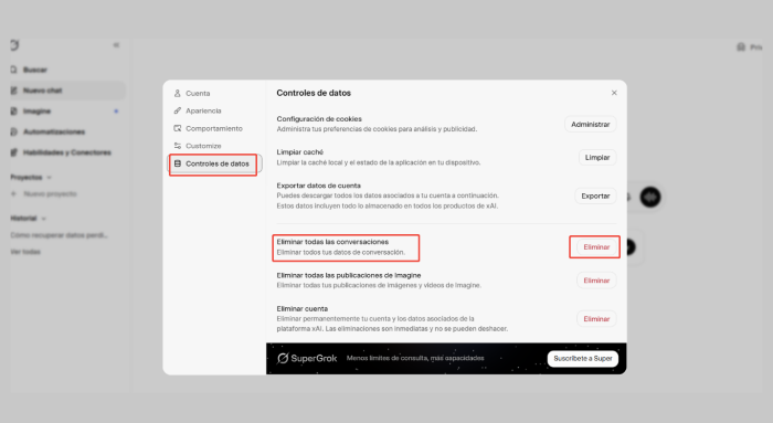 Eliminar todas las conversaciones en PC