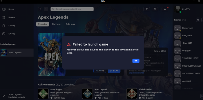 apex legends no inicia