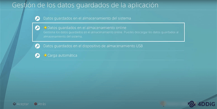 datos guardados en almacenamiento en línea