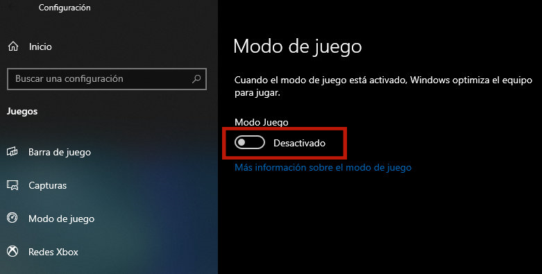 activar el modo de juego