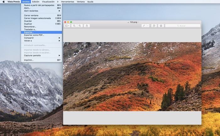 haga clic en exportar
