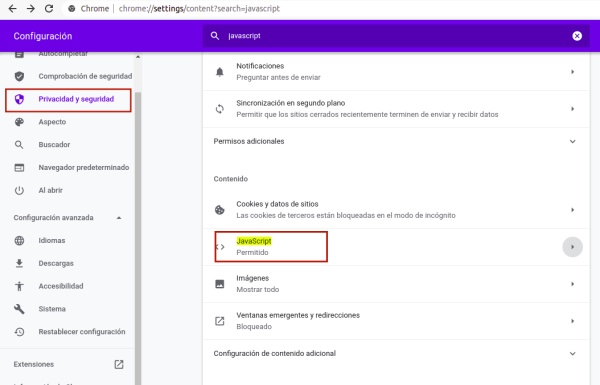 activar javascript en chrome mac
