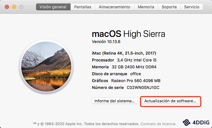 Haga clic en Actualización de software