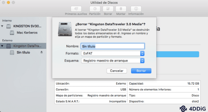 2 pasos de formatear disco duro externo en Mac