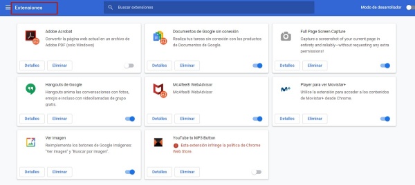 mac comprobar las extensiones del navegador en chrome