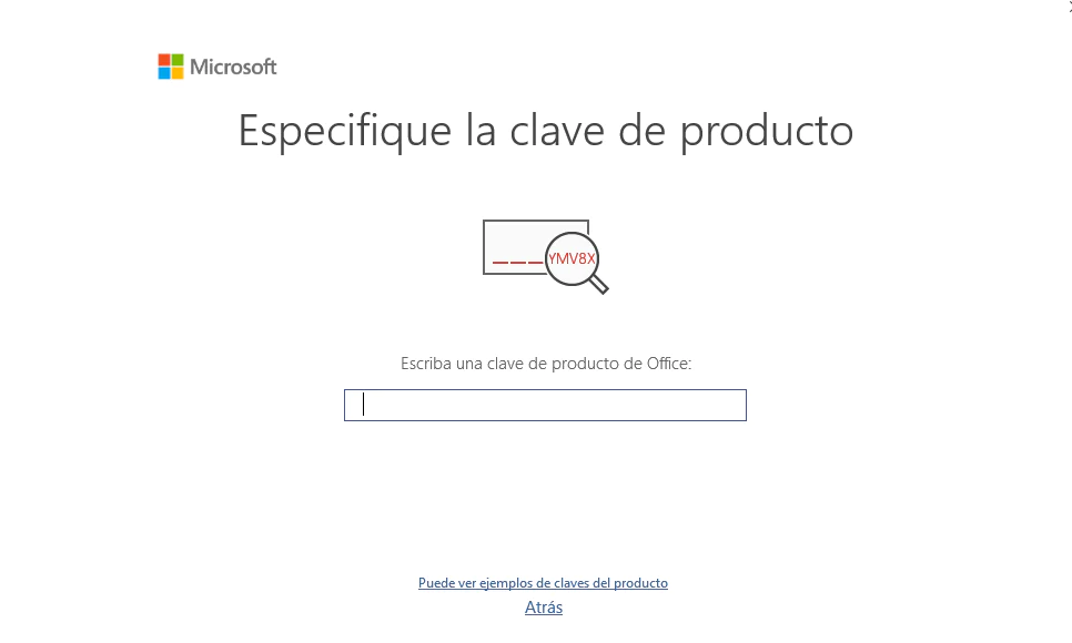 Introducir clave de producto de Office 2016