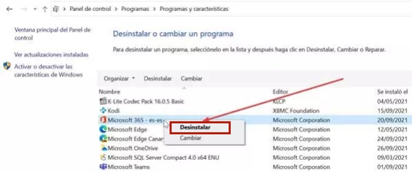 desinstalar microsoftware 365