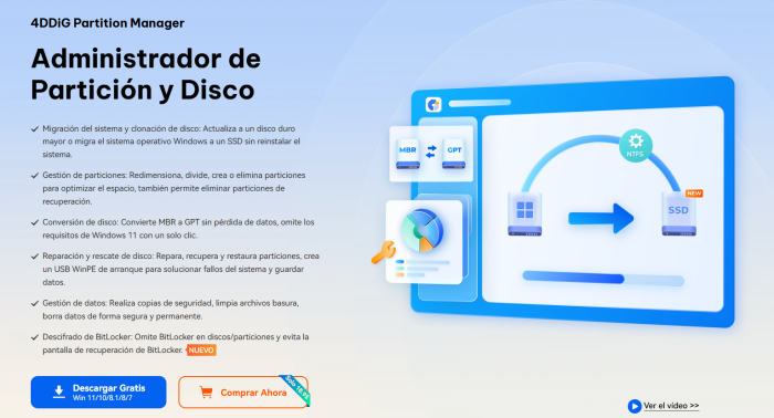 Sitio oficial de 4DDiG Partition Manager