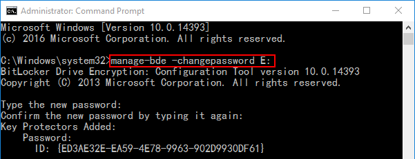 Ejecutando el comando manage-bde en el Símbolo del sistema