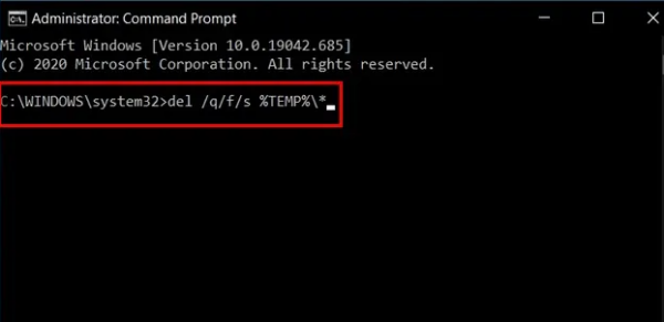 Comandos para eliminar archivos temporales en el símbolo del sistema