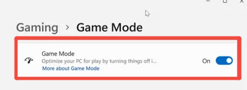 Pantalla de configuración del modo de juego en Windows 11