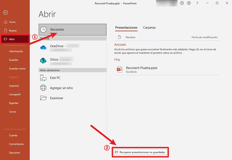 acceder a los últimos no guardados