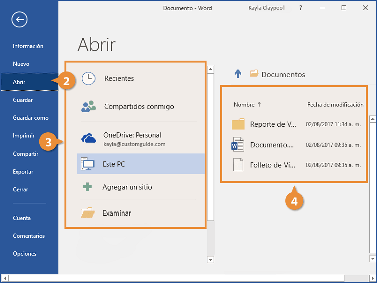 word abrir un archivo