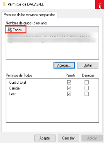 Configuración de permisos de acceso a la USB