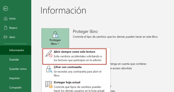 abrir siempre como solo lectura