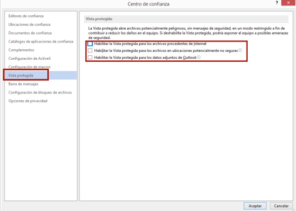 desactivar vista protegida en excel