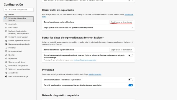 elegir lo que debe borrar