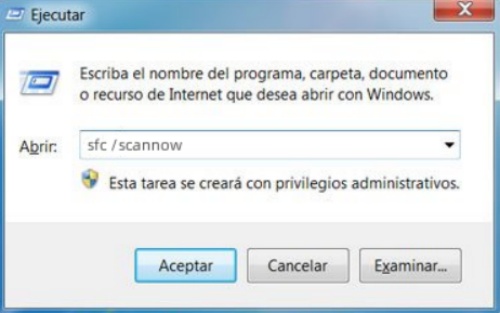 escribir sfc scannow