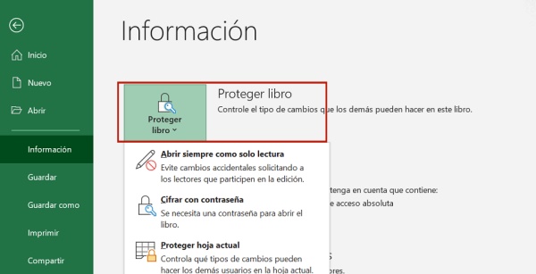 proteger lectura excel
