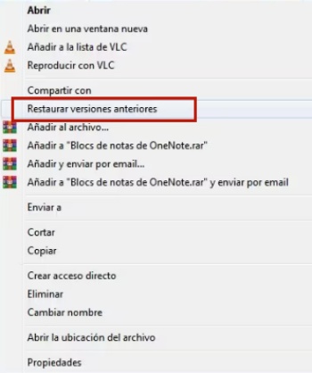 restaurar versiones anteriores