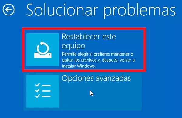 Restablecer este equipo