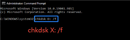 reparar con el comando CHKDSK