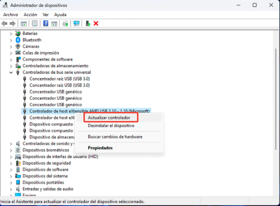 actualizar controlador usb 3.0