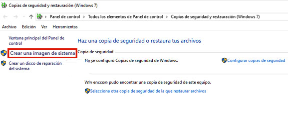 Crear una imagen del sistema