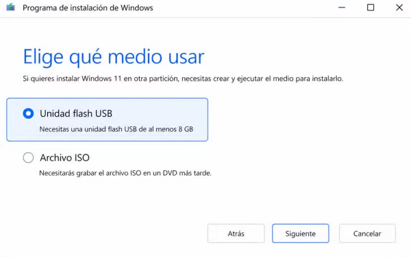 Seleccionar la unidad USB