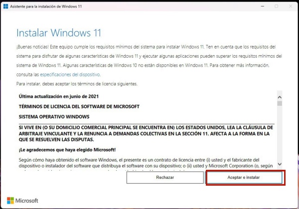 asistente de instalacion aceptar e instalar