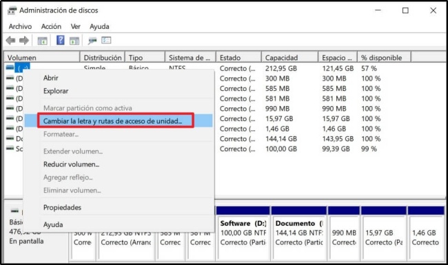cambiar l letra de unidad