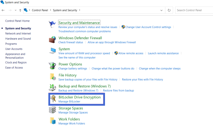 Seleccionar 'Cifrado de dispositivo'